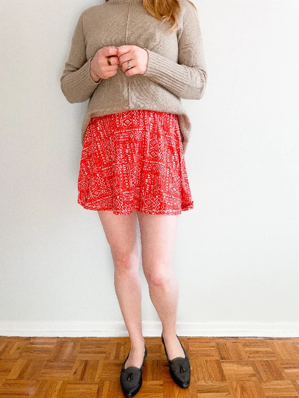 Mossimo Supply Co )Red Flowy Graphic A-Line High Waist Skirt - XS cashmere skirt plush