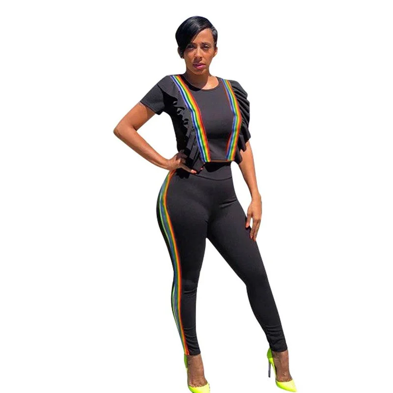 Las Vegas Two Piece Neon Pants Set #Black #Two Piece #Neon Elegant Silk Pants