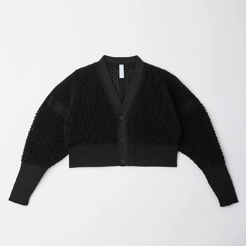【CFCL/シーエフシーエル】<br>LATTICE CROPPED CARDIGAN <br>CF009KE002 Mesh Blend Leather Blend Suede Blend 【CFCL/シーエフシーエル】<br>LATTICE CROPPED CARDIGAN <br>CF009KE002 Mesh Blend Leather Blend Suede Blend