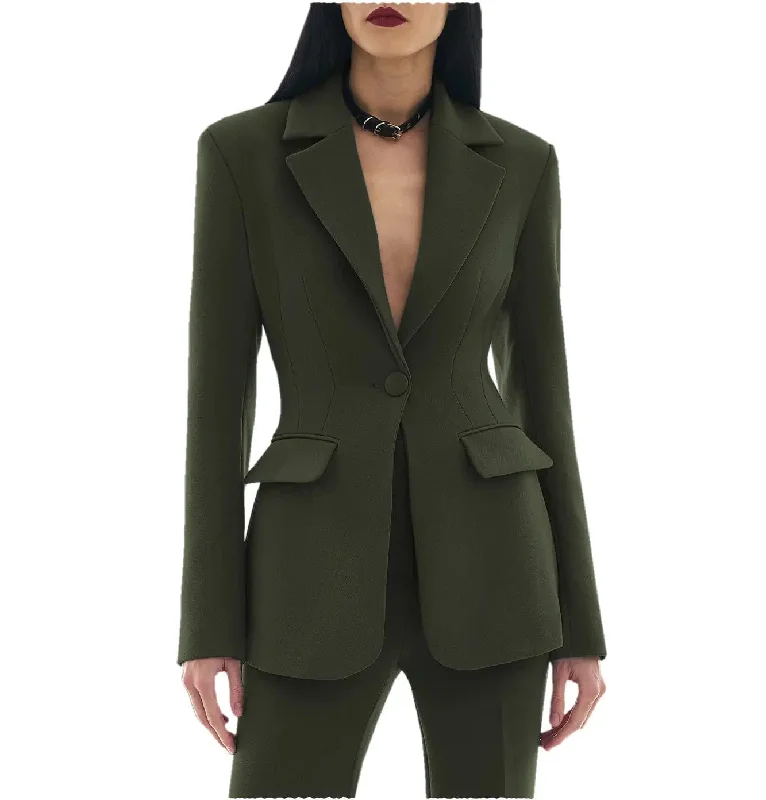 2 Pieces Single Buttons Notch Lapel Women Suit(Blazer+Pants) Modern Stretch Trousers 2 Pieces Single Buttons Notch Lapel Women Suit(Blazer+Pants) Modern Stretch Trousers