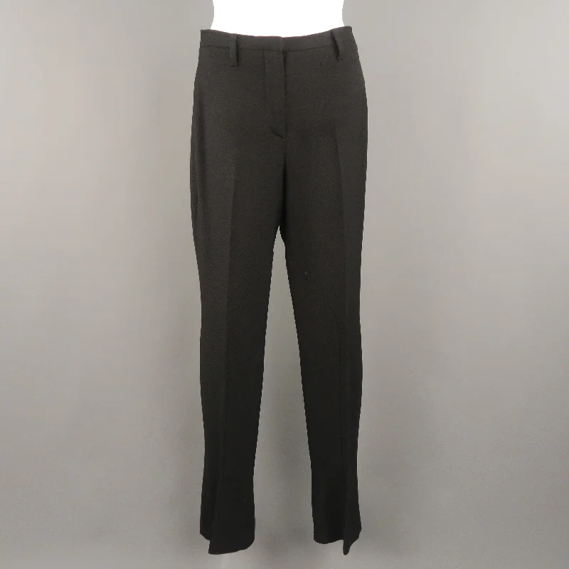 PRADA Size 6 Black Twill Riding Patch Dress Pants High-Waist Jogger Pants