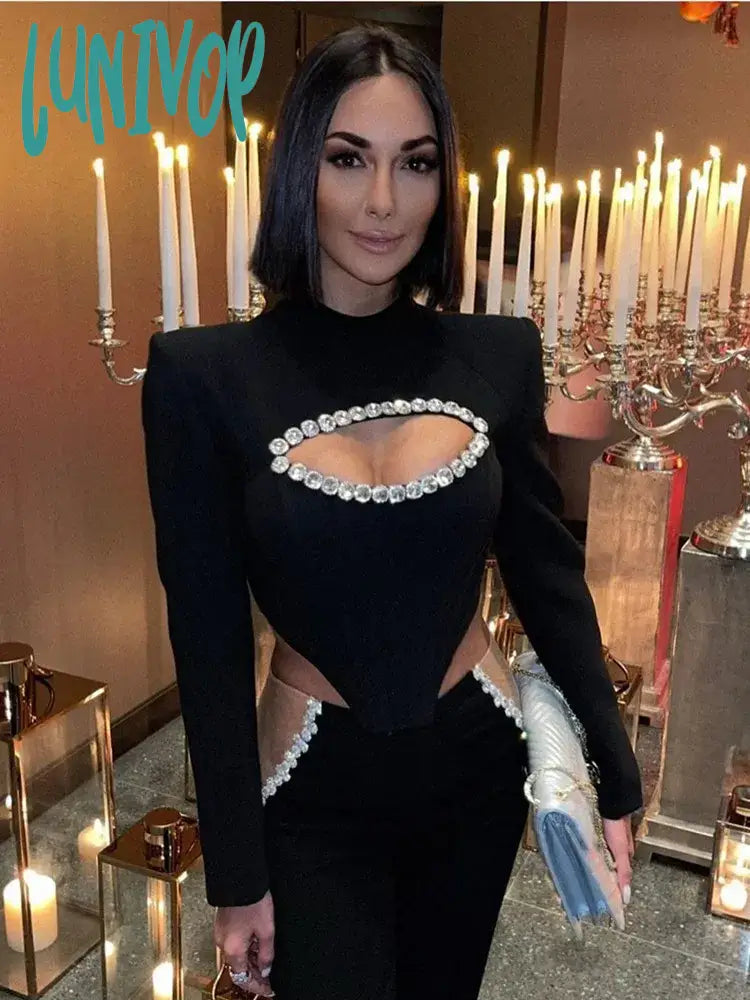 Lunivop Women Summer Sexy Long Sleeve Key Hole Mesh Beading Crystal Diamonds Black Bandage Dress Elegant Evening Club Party Dress Tunics Chinos classic Lunivop Women Summer Sexy Long Sleeve Key Hole Mesh Beading Crystal Diamonds Black Bandage Dress Elegant Evening Club Party Dress Tunics Chinos classic