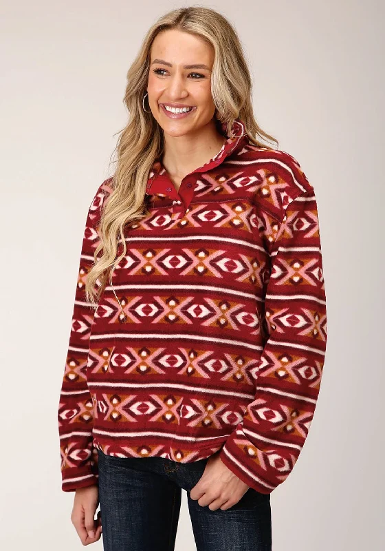 Roper Womens Berry Polyester Aztec Fleece Jacket Knit Fabric Woven Fabric Fleece Fabric Roper Womens Berry Polyester Aztec Fleece Jacket Knit Fabric Woven Fabric Fleece Fabric
