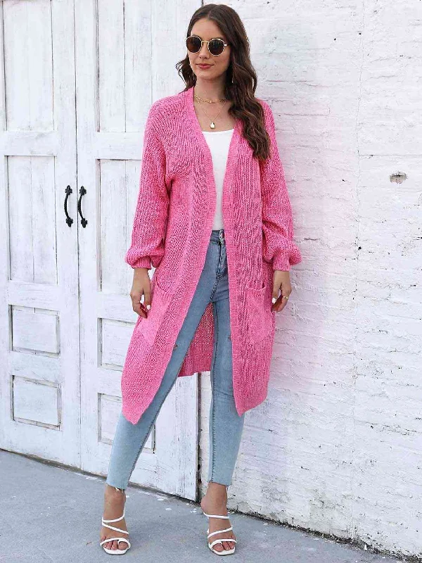 Effortlessly Stylish: Women's Open Front Longline Cardigan with Pockets Chenille Brocade Lace Effortlessly Stylish: Women's Open Front Longline Cardigan with Pockets Chenille Brocade Lace