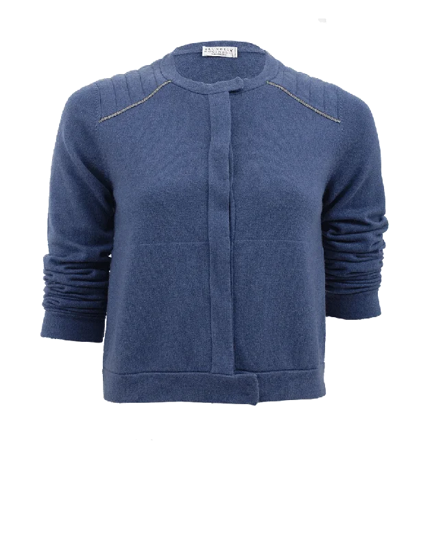 Snap Front Crop Cardigan Patchwork Embroidered Appliqued