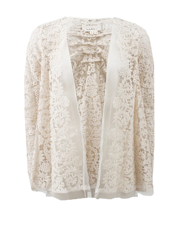 Lace Cardigan Collared Crew Neck Turtle Neck