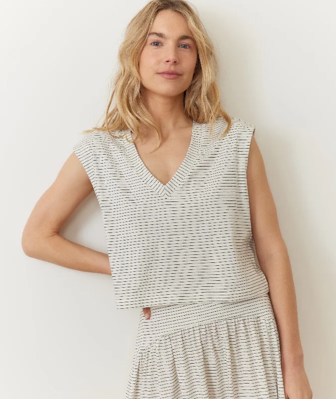 Nina Relaxed V-Neck Tank metallic tank top