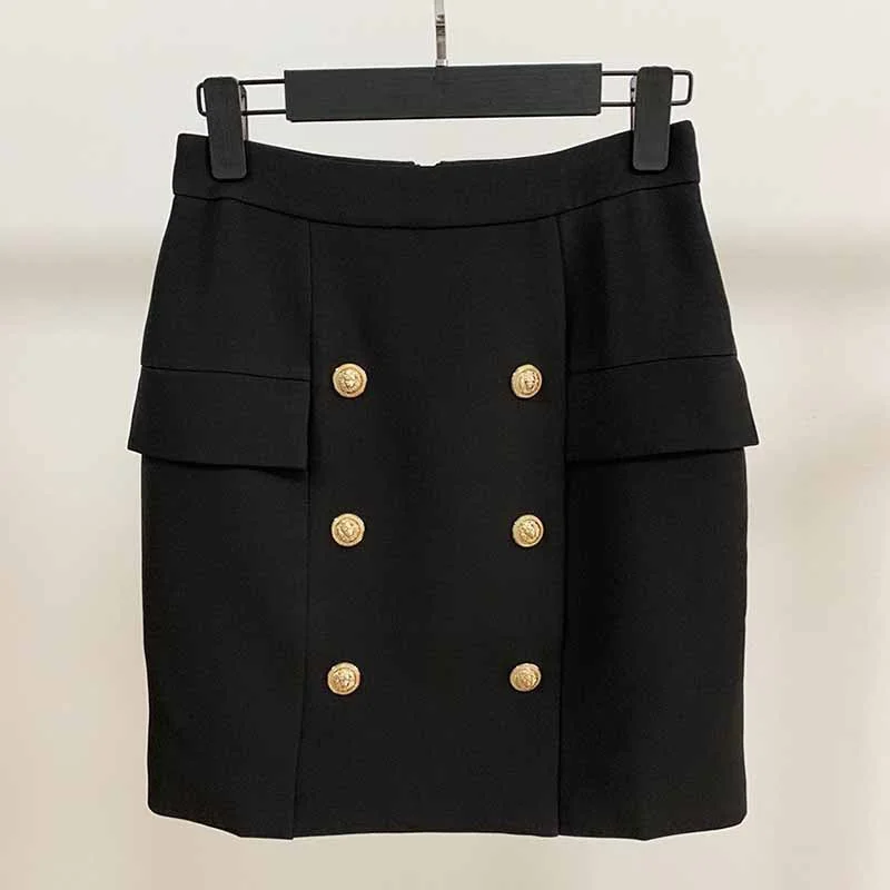 Hight Waisted Formal Skirt Gold-tone Mini Skirt for Ladies denim skirt trendy