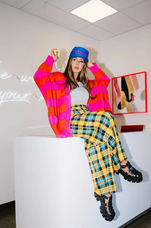Love You Oversized Cardigan in Sorbet Stripes *RESTOCKED* Glossy Satin Silk