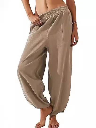 CASUAL BAGGY HAREM PANTS_CWBLP0730 High-Waist Yoga Pants
