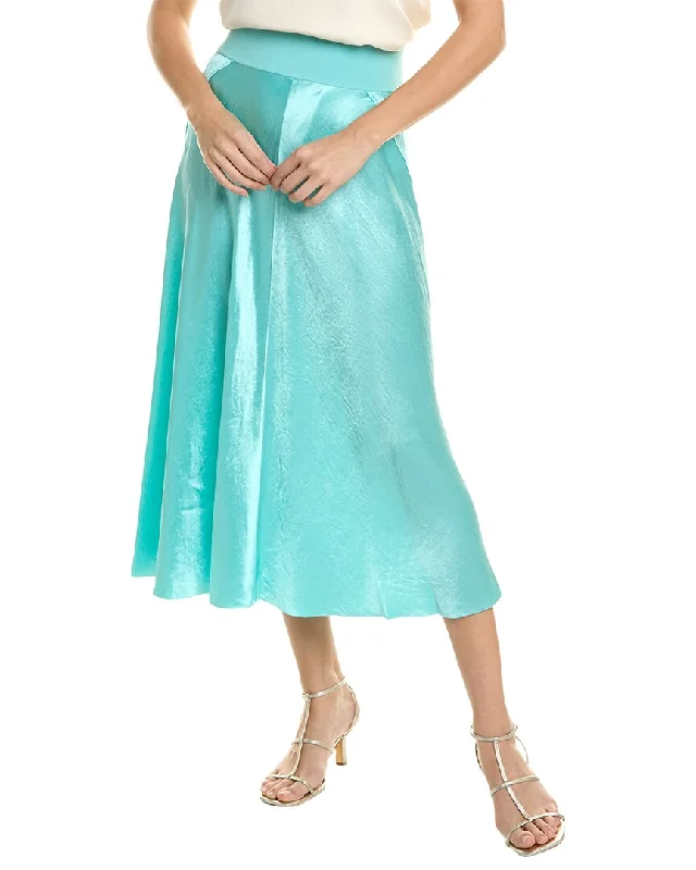 Vince Rib Trim Skirt silk skirt smooth