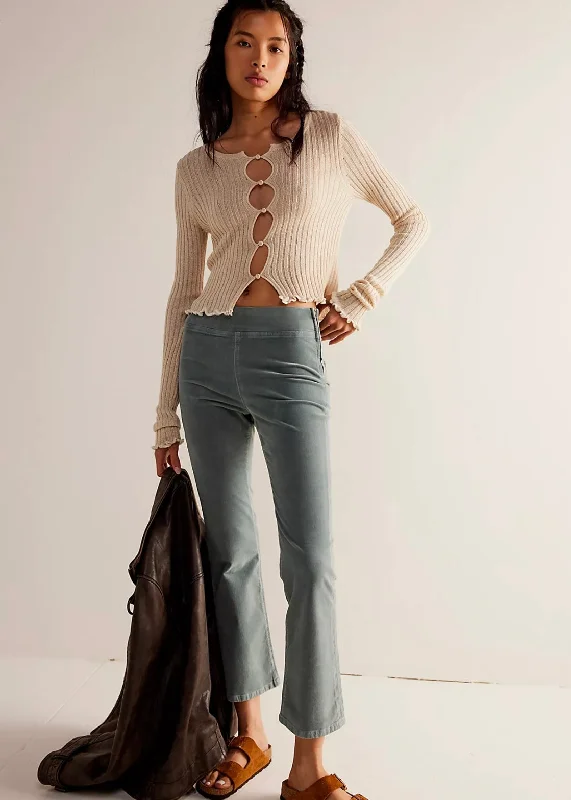 In My Feelings Velvet Crop Slim Flare Pants Final Sale Trendy Palazzo Pants
