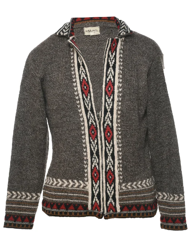 Zip Front Cardigan - M Fleece Cardigan Nylon Polyester
