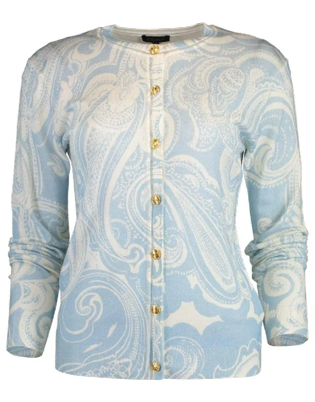 Sahan Crewneck Cardigan Solid Print Embellished