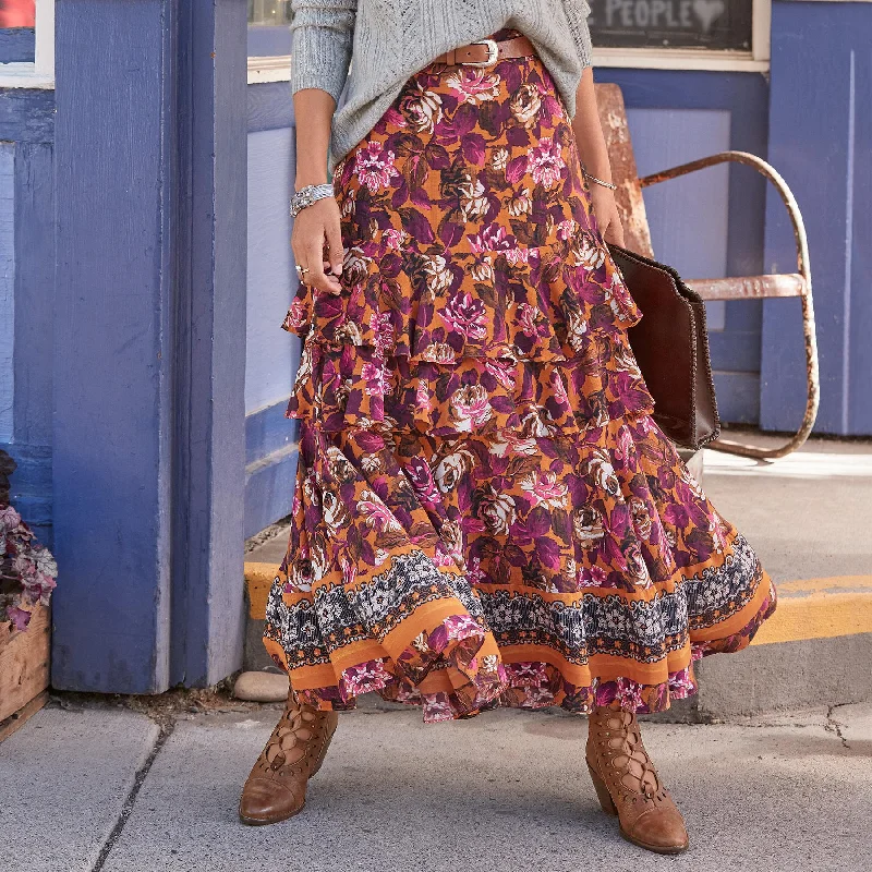 Almeda Tiered Skirt denim skirt casual