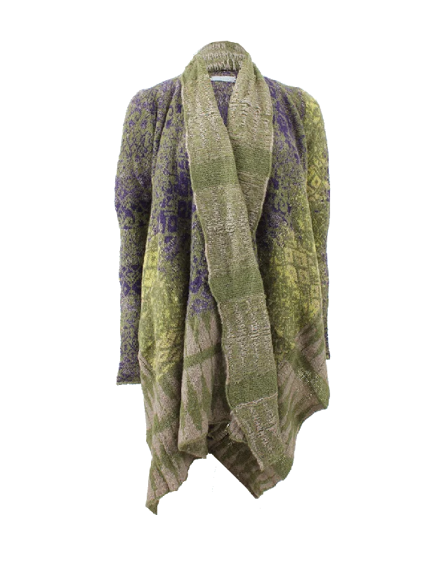 Serape Long Cardigan Satin Blend Silk Blend Wool Blend