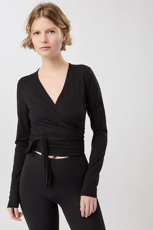 Wrap Jacket Black Boat Neck Shawl Collar Notched Collar