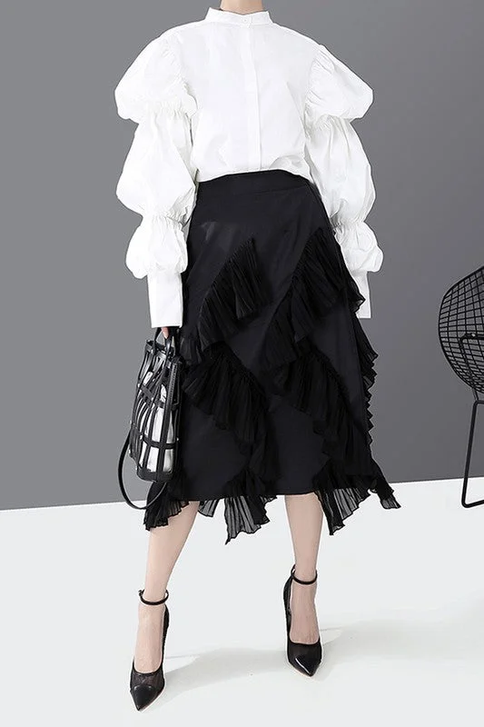 WOMEN SOLID CASUAL MIDI SKIRT modal blend skirt