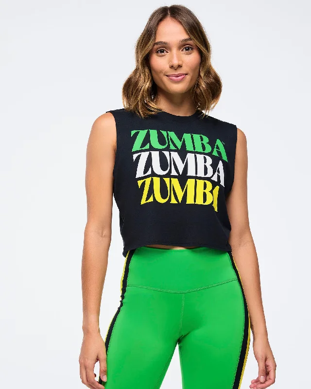 Zumba Haus Crew Neck Muscle Tank cold shoulder tank
