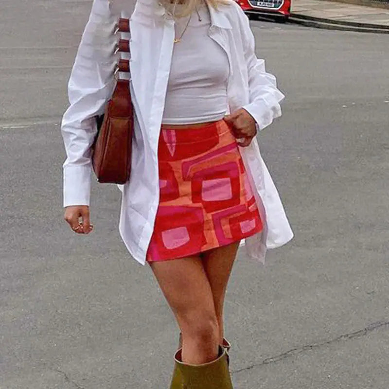 Gloria Printed Vintage Skirts leather skirt durable