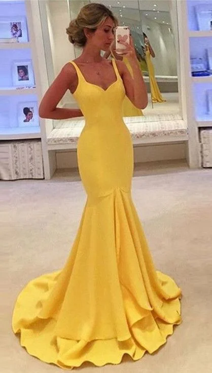 Straps Sleeves Yellow Prom Dress with Tiered Mermaid Party Dress cg1204 Tunics Fashionable trendy Straps Sleeves Yellow Prom Dress with Tiered Mermaid Party Dress cg1204 Tunics Fashionable trendy