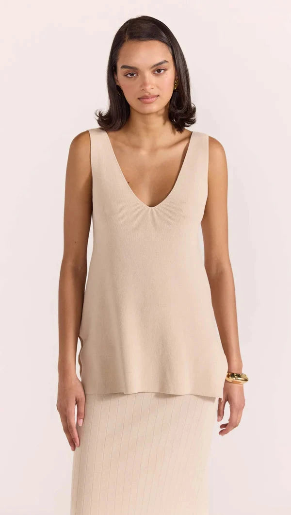 STAPLE THE LABEL - RYLIE KNIT TUNIC TANK - Natural coral tank top