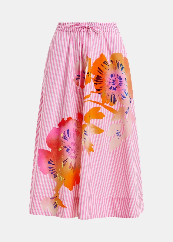 ESSENTIEL Pink Foil Print Wide Skirt velvet skirt rich