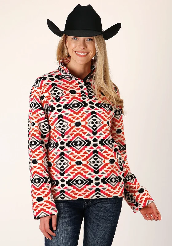 Roper Womens Aztec Print Orange/Black Polyester Fleece Jacket Cotton Jacket Linen Jacket Terry Jacket Roper Womens Aztec Print Orange/Black Polyester Fleece Jacket Cotton Jacket Linen Jacket Terry Jacket