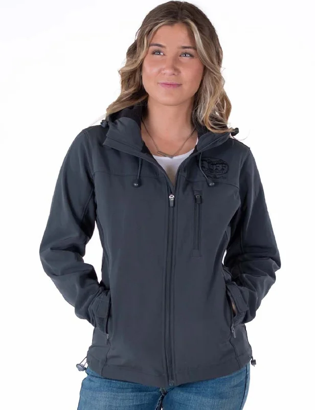 Cowgirl Tuff Womens Stretch Charcoal Nylon Softshell Jacket Print Jacket Jacquard Jacket Embroidered Jacket Cowgirl Tuff Womens Stretch Charcoal Nylon Softshell Jacket Print Jacket Jacquard Jacket Embroidered Jacket