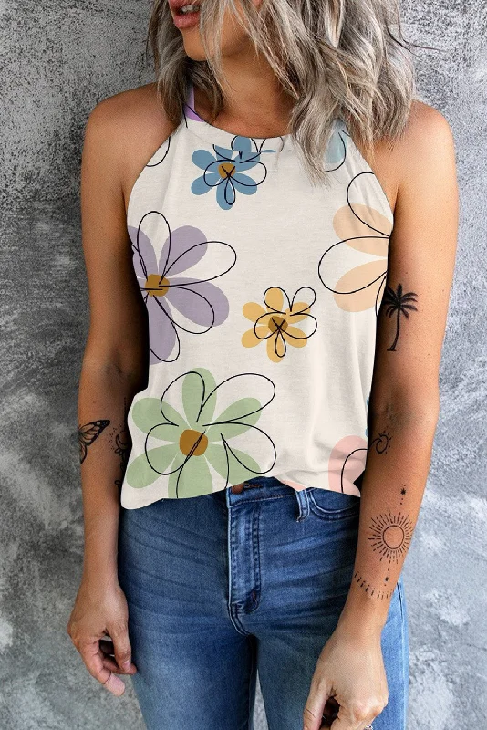 Black Sweet Floral Tank Top lightweight tank top