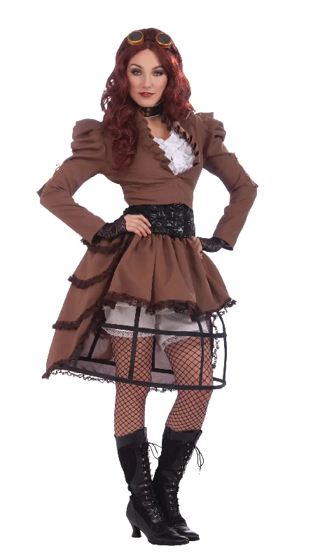 Womens Steampunk Vicky Hoop Skirt Adult Costume Female Uk Size 10 14 Halloween silk skirt luxurious