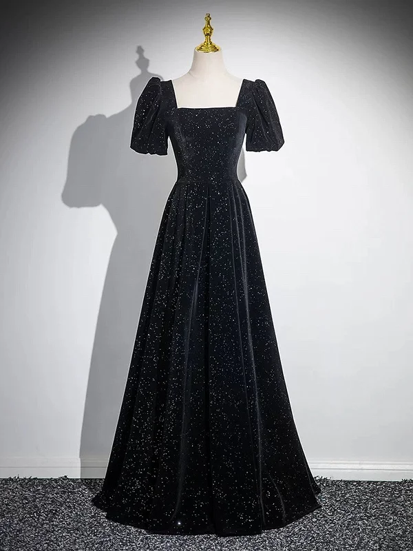 Black A-line Short Sleeves Velvet Simple Party Dress, Black Evening Dress Prom Dress Tunics stripes playful Black A-line Short Sleeves Velvet Simple Party Dress, Black Evening Dress Prom Dress Tunics stripes playful