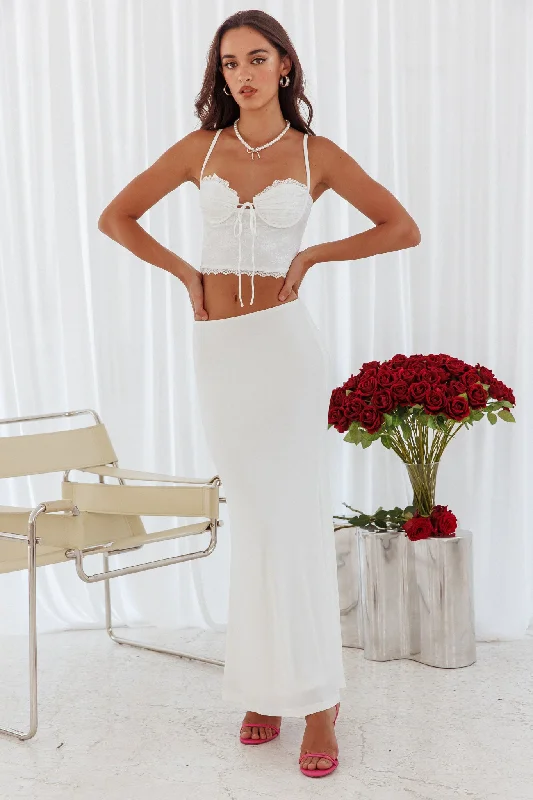 Fortune Stretch Maxi Skirt Off White pleated skirt texture