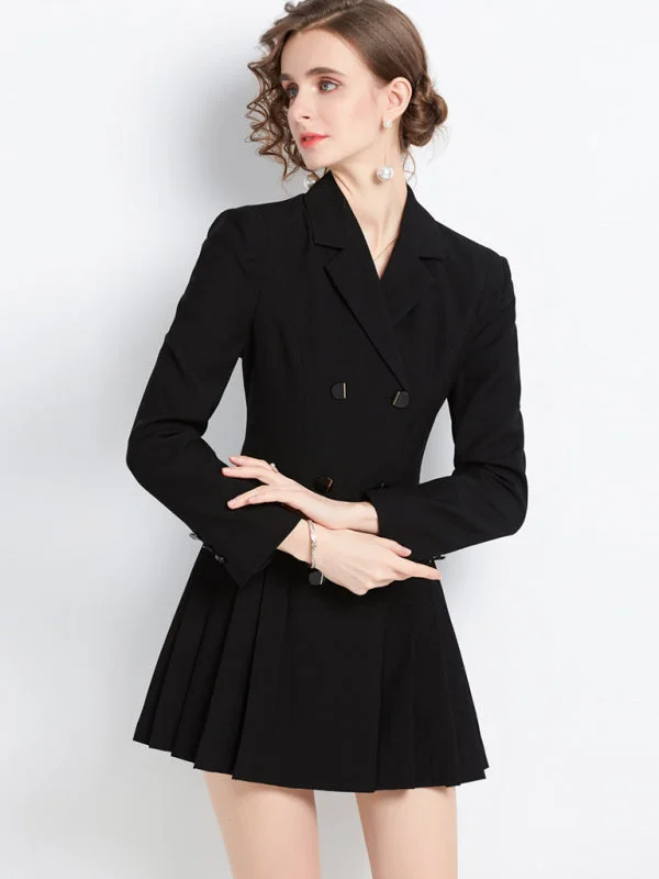 Double-Breasted Jacket Dress Satin Fabric Silk Fabric Chiffon Fabric