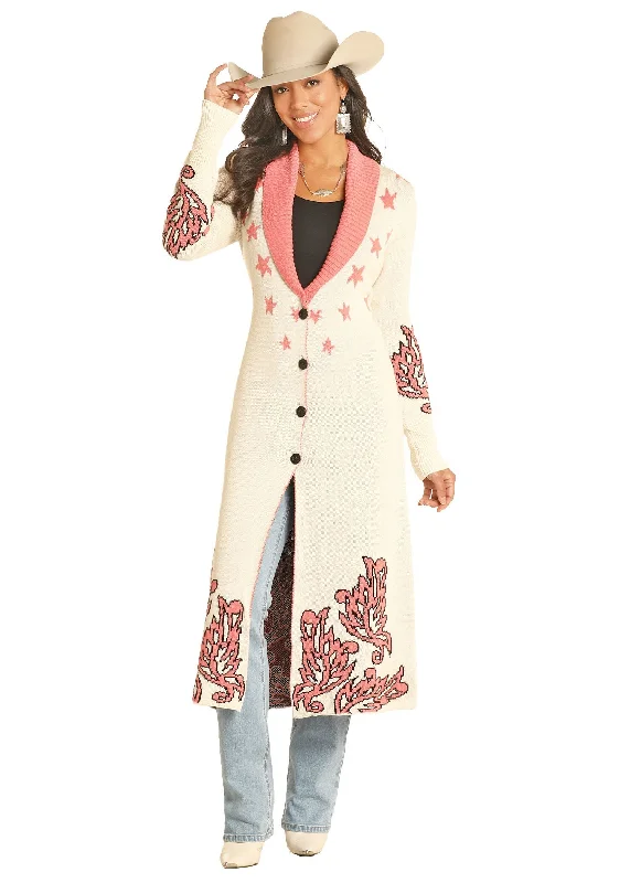 Women's Powder River Cowgirl Cardigan Mesh Blend Leather Blend Suede Blend