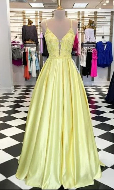 Unique yellow satin V neck party dress, long | prom dresses cg6367 Tunics Hiking breathable Unique yellow satin V neck party dress, long | prom dresses cg6367 Tunics Hiking breathable