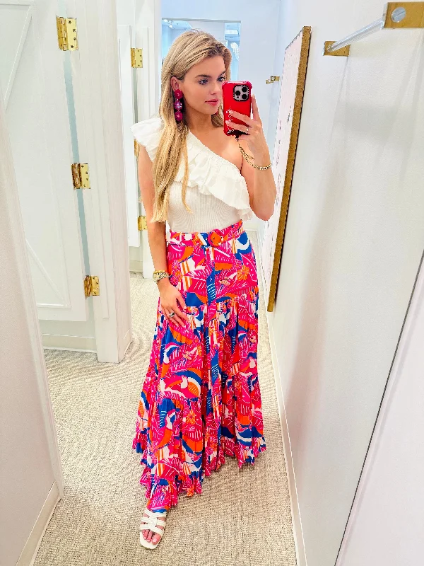 Paloma Button Maxi Skirt | Multi Color denim skirt classic