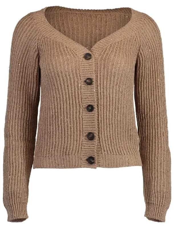 Almond Knit Cardigan Anti-Pilling Anti-Shrink Durable
