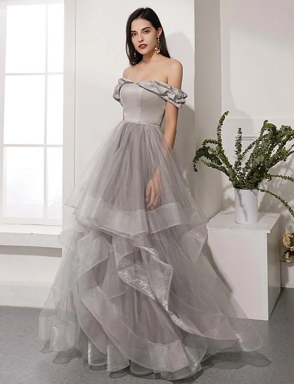 Princess Gray Long Prom Dresses Off The Shoulder Evening Party Dresses cg2351 Tunics Gym athletic Princess Gray Long Prom Dresses Off The Shoulder Evening Party Dresses cg2351 Tunics Gym athletic