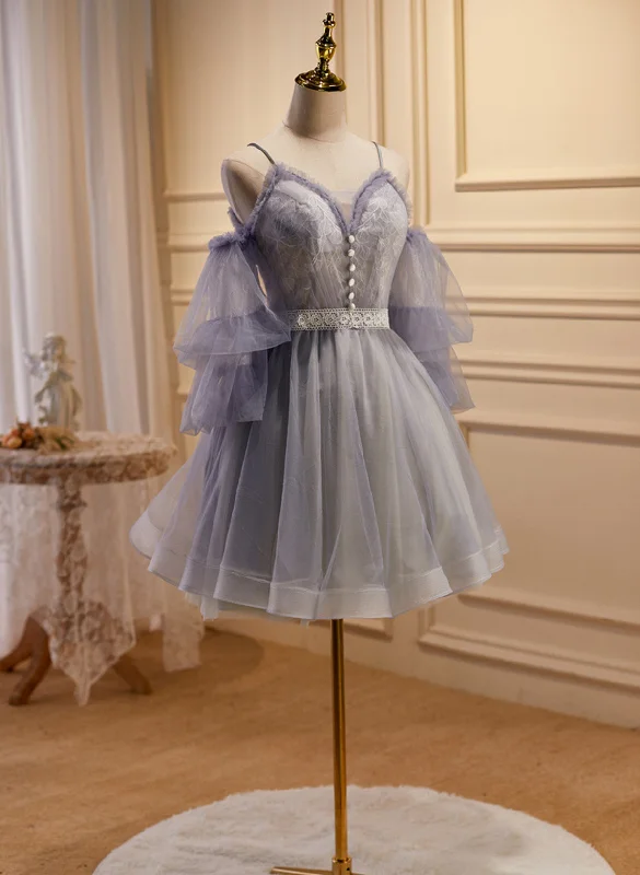 Off Shoulder Short Tulle Party Dress with Lace, Off Shoulder Homecoming Dress Tunics Gym athletic Off Shoulder Short Tulle Party Dress with Lace, Off Shoulder Homecoming Dress Tunics Gym athletic