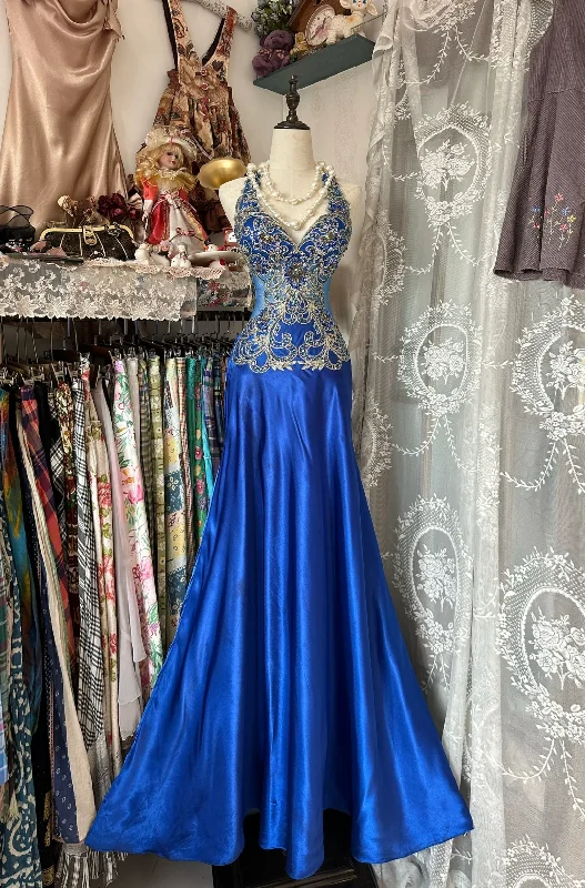 Royal Blue Halter Beading Mermaid Vintage Long Party Dress Formal Evening Dress, DP4580 Tunics Business professional Royal Blue Halter Beading Mermaid Vintage Long Party Dress Formal Evening Dress, DP4580 Tunics Business professional