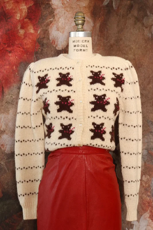 Teddy Bear Cardigan M/L Wool Cardigan Cotton Cardigan Cashmere Cardigan