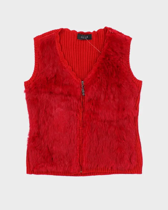 Vintage Y2k 00s ab-cd Wool Blend Faux Fur Tank Knit - M peach tank top