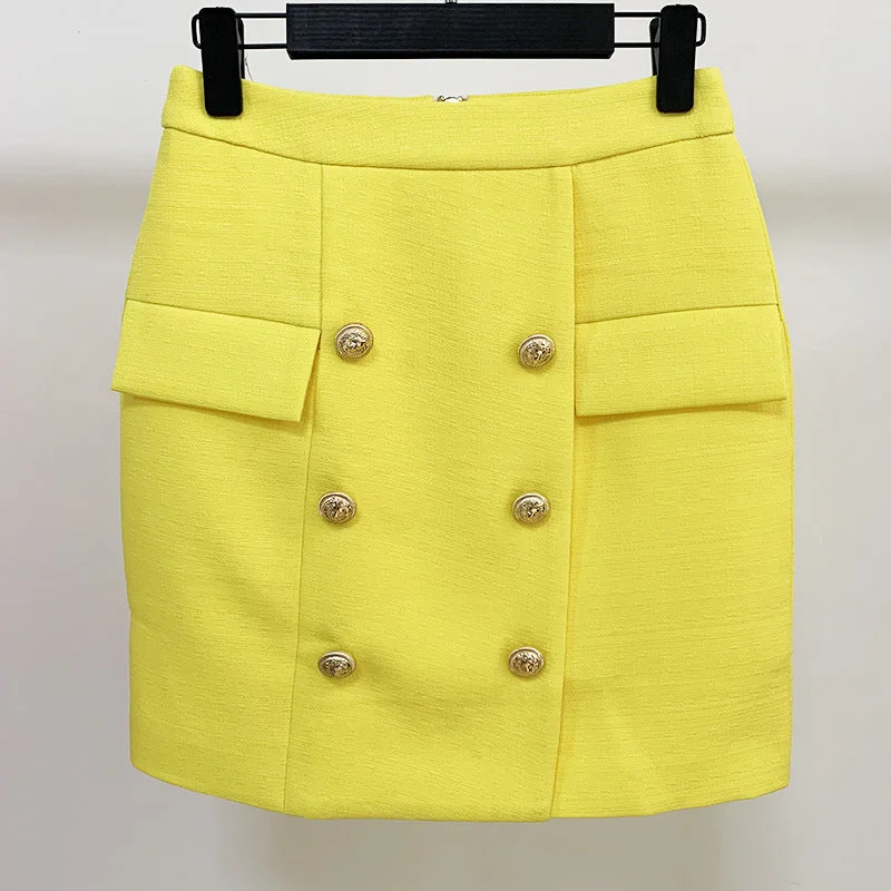 Hight Waisted Yellow Formal Skirt Gold-tone Mini Skirt for Ladies leather skirt modern Hight Waisted Yellow Formal Skirt Gold-tone Mini Skirt for Ladies leather skirt modern