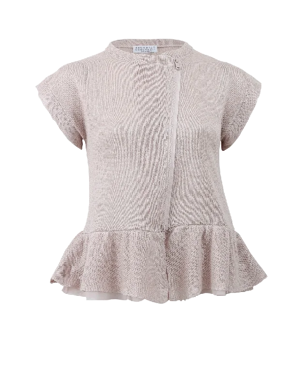 Flutter Hem Cardigan Mesh Cardigan Canvas Denim