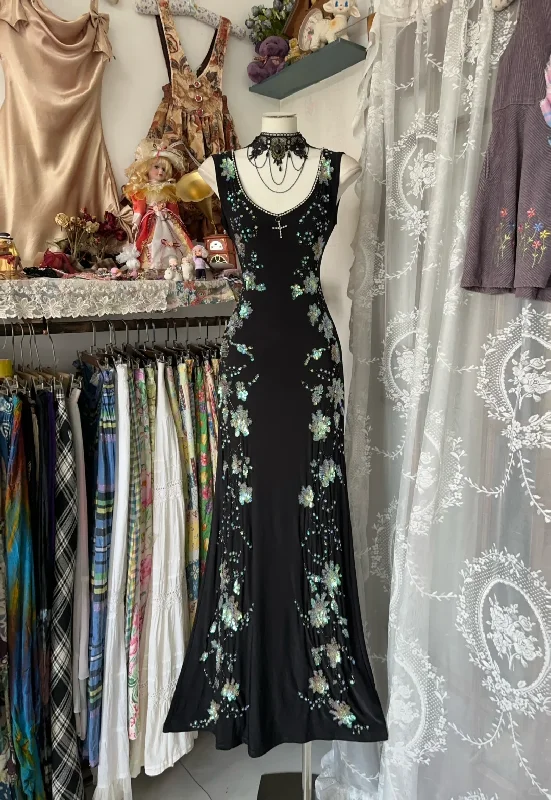 Vintage Black Beading Mermaid Long Party Dress Formal Evening Dress, DP4561 Tunics Prom sequined Vintage Black Beading Mermaid Long Party Dress Formal Evening Dress, DP4561 Tunics Prom sequined