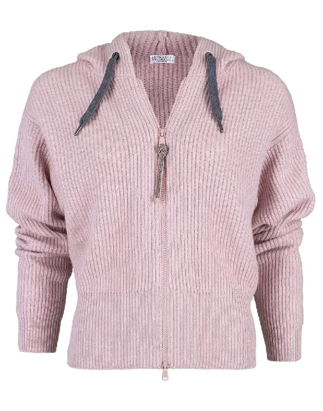Pastel Pink English Ribbed Zip Cardigan Modern Contemporary chic