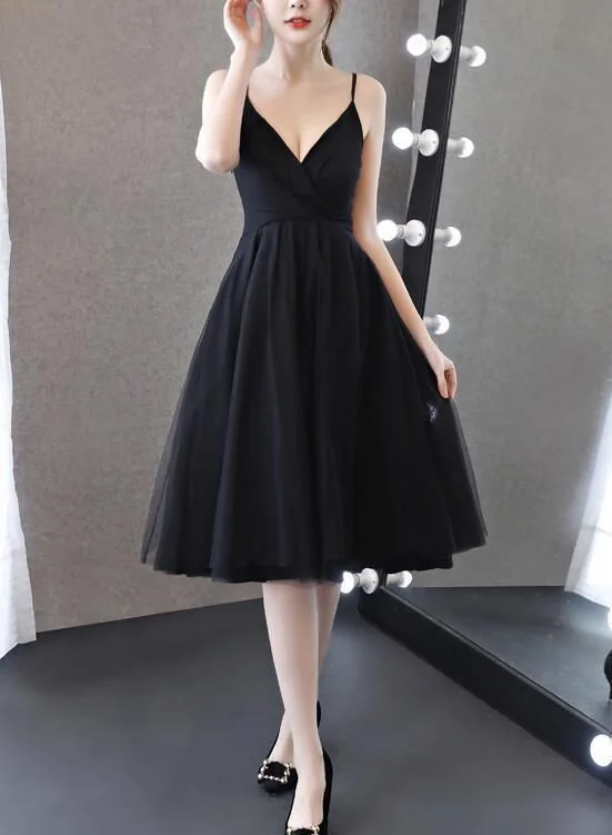 V-neckline Party Dresses, Black Prom Dress cg5146 Tunics Fleece cozy