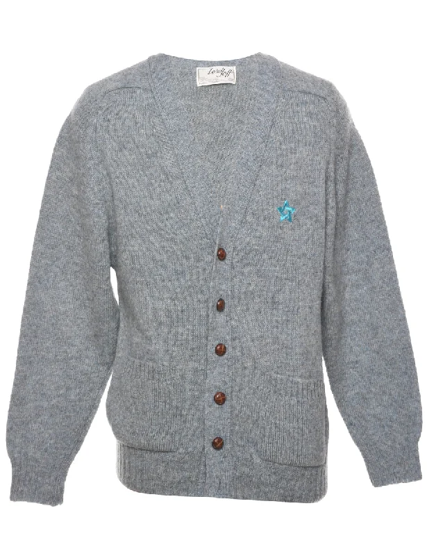 Wool Lord Jeff Cardigan - S Real Fur Shearling Chenille