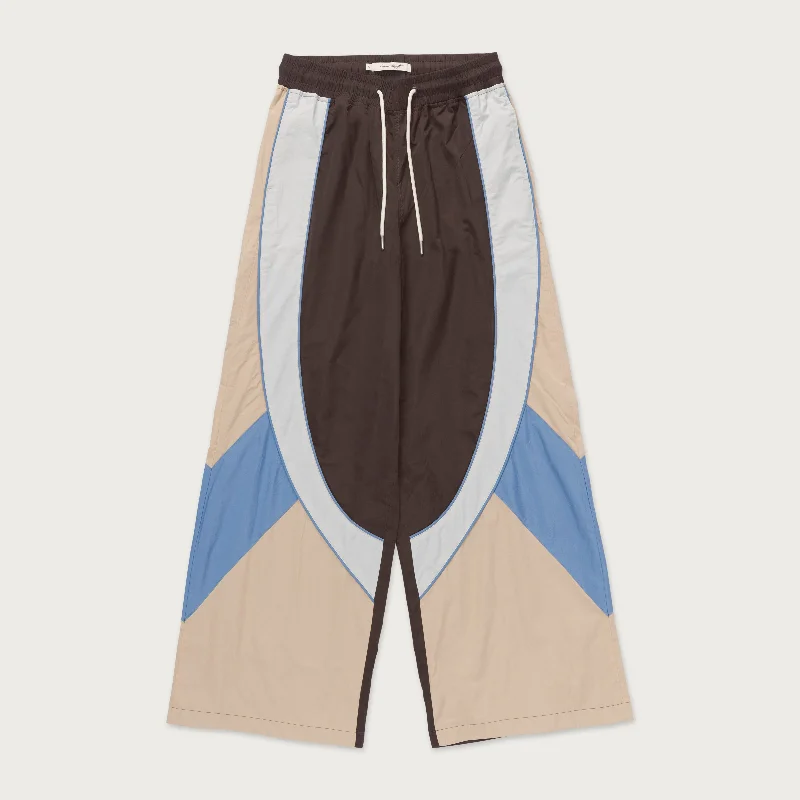 Womens Wide Leg Colorblock Pant - Blue High-Waist Trousers
